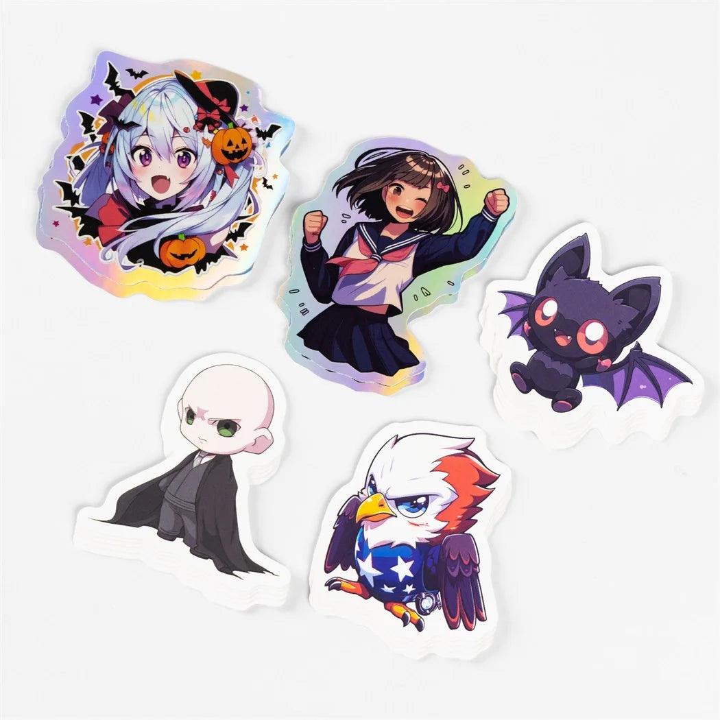 Custom Printed Glossy Laminated Stickers Vinyl Hologram Die Cut Round Stickers Waterproof Holographic Stickers