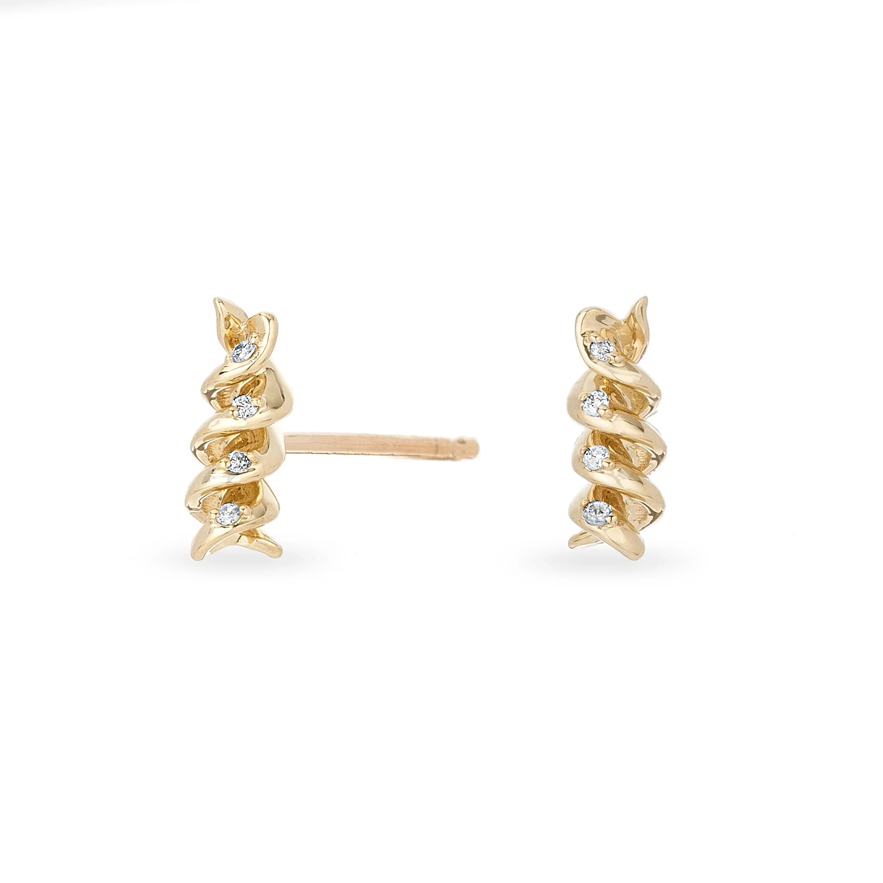 LOZRUNVE 925 Sterling Silver 18k Gold Fusilli Nail Stud Earring Post Fashionable