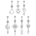 Set 10 High Quality Surgical Steel Navel Rings Letter Heart-Shaped Zircon Dangle Belly Button Piercing Jewelry Wholesale Fashion
