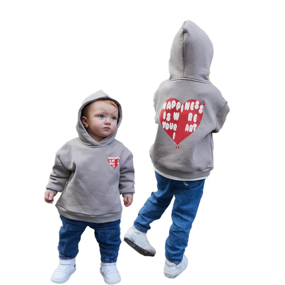 KY Unisex Long Sleeve Puff Printing Custom Hoodie No String Summer Outfits Kids Clothing Wholesale Sweatshirt HOODIES