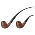 MUXIANG Handmade Pear Wooden Churchwarden Tobacco Smoking Pipe with Double Acrylic Replacement Stem Custom Logo
