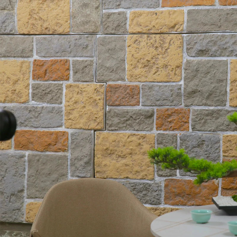Waterproof 3D PU Stone Castle Rock Veneer PVC Wall Panels Fireproof Polyurethane Home Decor for Living Room for Household Use