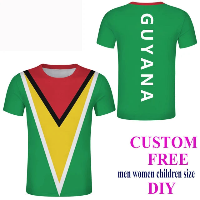 New Fashion Men T-shirt Republic of Guyana Flag Printed Casual Summer Crew Neck Short Sleeve Tops Shirt for Men Women and Youngs