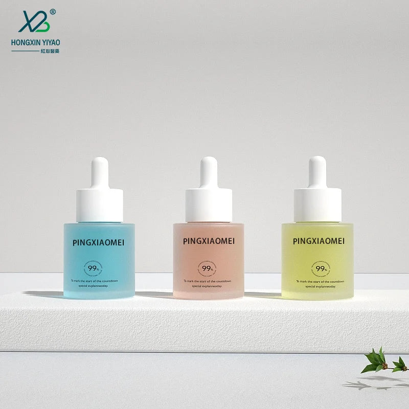 New Thick Split 15ml 30ml 50ml 100ml Skin Care Serum & Mascara Flat Glass Cylinder Dropper Bottle with Screen Printed Design