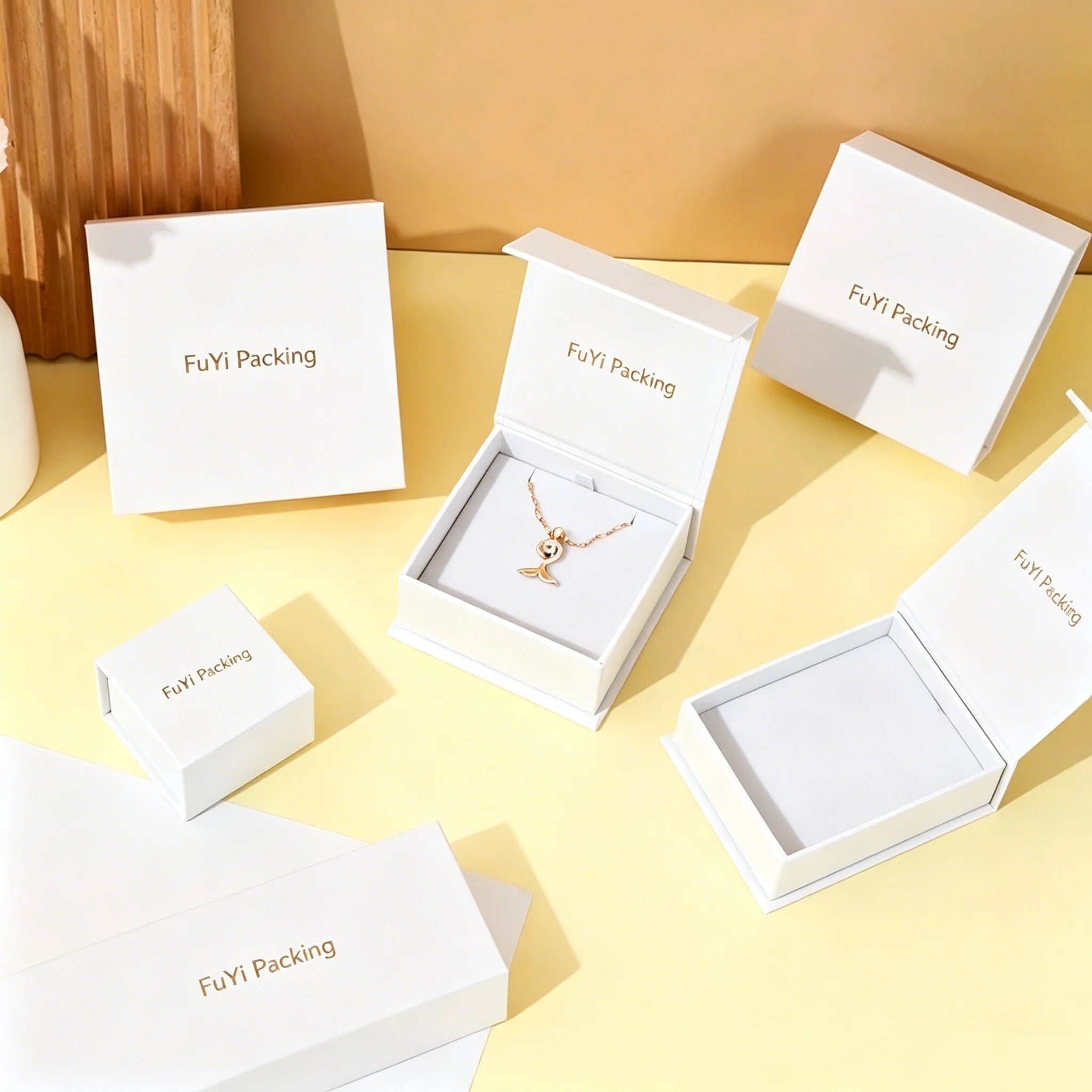 Wholesale Custom Logo Jewelry Boxes Flip-Top Magnetic Storage Packaging for Rings & Necklaces Ideal for Holiday Events Gifts