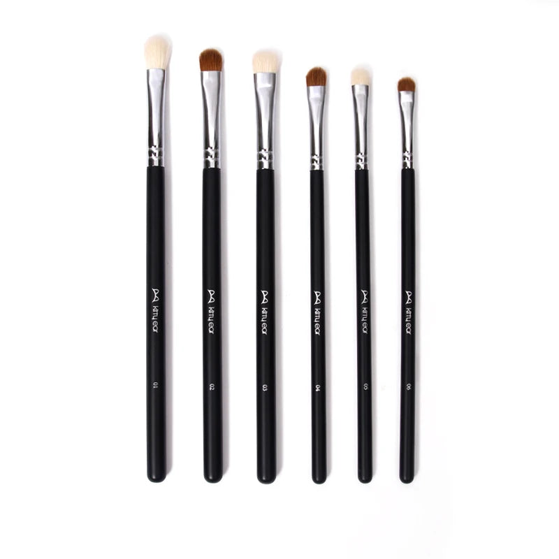 Professional Eye Shadow Makeup Brushes with Soft White Goat & Brown Sable Hair Copper Ferrule Smudge Eyeshadow Brush Set