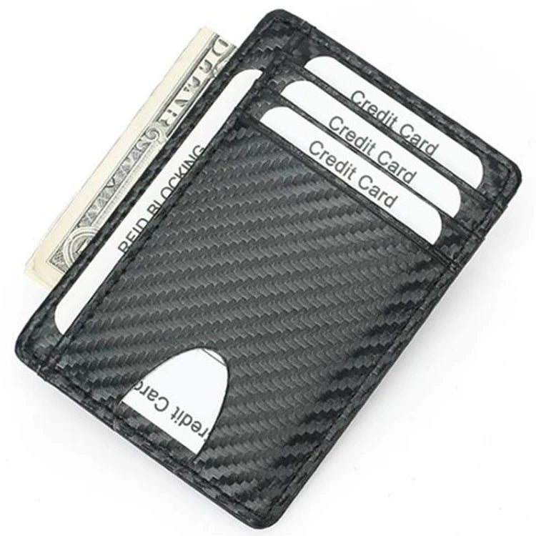 Fast Delivery China Suppliers RFID Fake Leather Case Carbon Fibre Card Holder With Money Clip