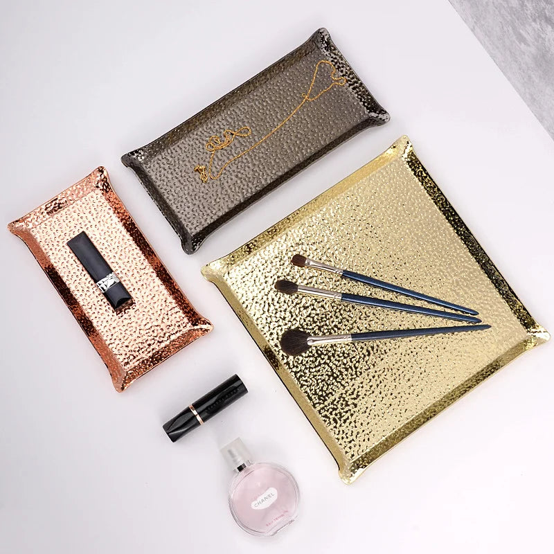 Manufacturers Wholesale Multi-purpose Stainless Steel Hammer Tray Metal Fruit Dessert Cake Tray Jewelry Storage Home Decoration