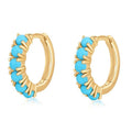 Gemnel Fashion 925 Sterling Silver 14k Gold Plated Turquoise huggies Hoop Earrings