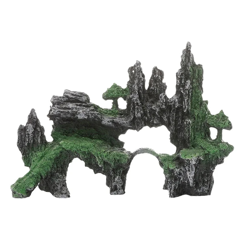 Hot Selling Resin Simulation Resin Rockery Ornaments Artificial Stone Mountain for Desktop Fish Tank Aquariums Landscape