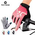 WEST BIKING Leather Half-Finger Gloves Winter Waterproof Motorcycle Bicycle Cycling Gear for Adults Touch Screen Compatible