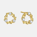 Minimalist 925 Sterling Silver Large Round Branch Leaves Cz Korean Designer Fashion Fine Jewelry Gold Plated Stud Earrings Women