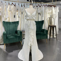 Jancember LSSG052 Soft Satin Spaghetti Strap Mermaid Bridal Wedding Dresses