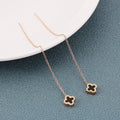 Nabest Gold Plated Four Leaf Clover Earrings Wire Link Women Waterproof Stainless Steel Double Faces Shell Earing Jewelry
