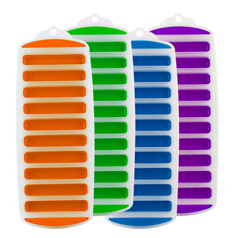 Reusable Silicone Narrow Ice Stick Cube Trays with Easy Push and Pop Out Material Ideal for Sports and Water Bottles