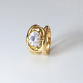 Stainless Steel Women's Daily Versatile Jewelry 18k Gold Plated Oval Zircon Design Ring Waterproof YF6217