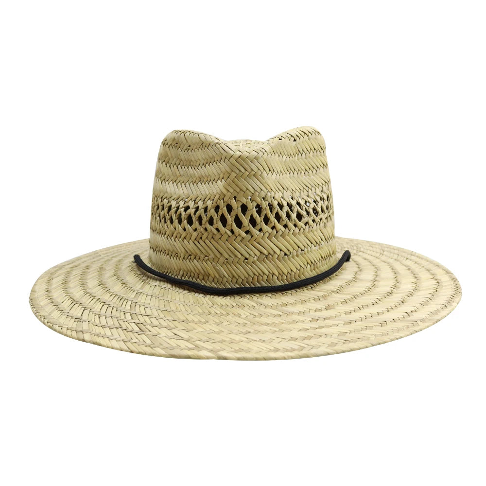 Customizable Unisex Fedora Straw Wide Brim Hat Adjustable for Beach Daily Use & Travel