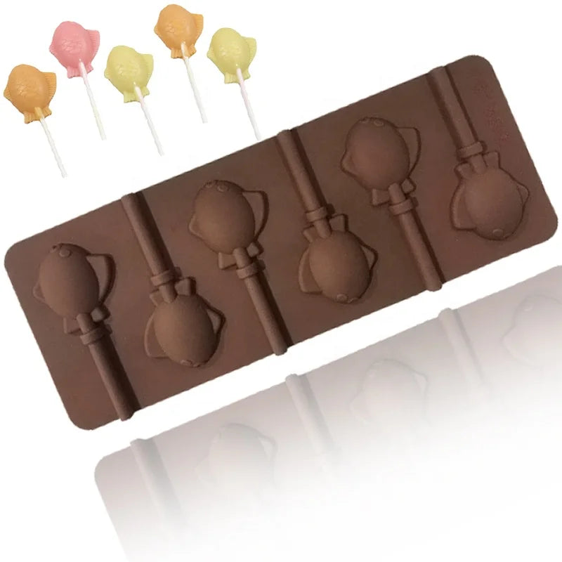 921 6 Cavity Fish Shape Cute Children Make Diy at Home Silicone Chocolate Mold at Lollipop Mold Cake Decorating Without Stick MegaBDM