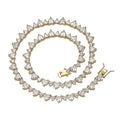 BC240 Bling Bling Women's Heart-Shaped Tennis Chain Necklace Fashionable Brass CZ Necklace