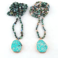 Bohemia 6mm  Africa Turquoise Natural Stone Crystal Glass Irregular  Imitated Emperorl Blue Pendant Necklace Western Jewelry