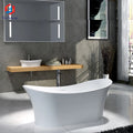 Modern Design Freestanding Soaking Drainer Easy Installation Artificial Boat-Shaped Resin Stone Bath  Apartments
