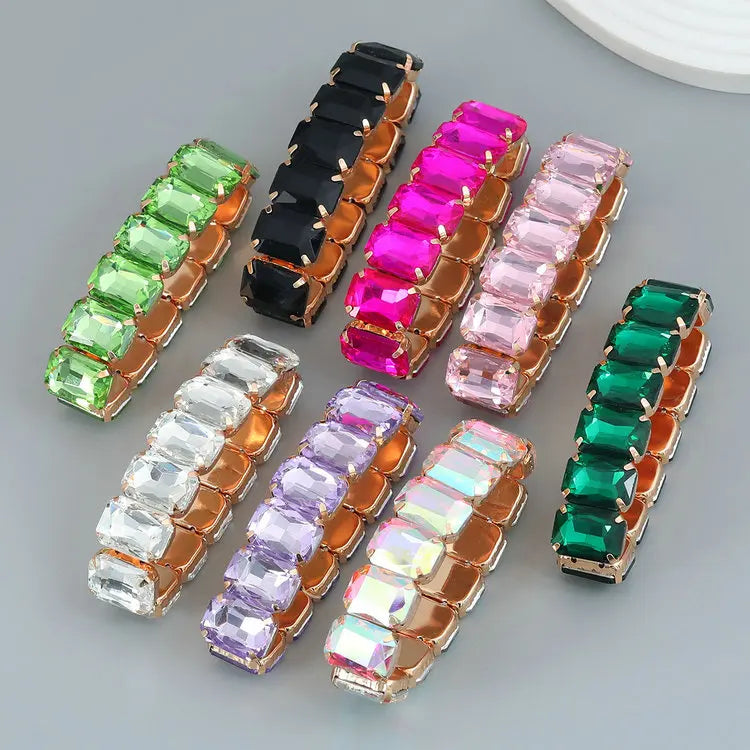 European and American Hip Hop Bracelet Female Full Diamond Hand Decoration Elastic Trend Punk Style Bracelet Wholesale