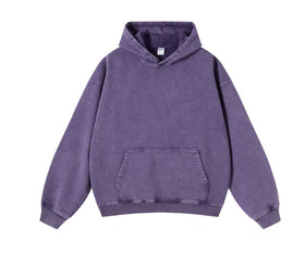 Men's Lined Heavyweight 420Gram Retro Wax Dyed Hooded Sweater Loose Fit Washed Street Winter Breathable Waterproof Eco-Friendly
