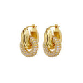 Chunky Fashion Chic Alloy Material Fine Gold Plated Zircon Beads Iced Out Hoops Dangle Earring for Women