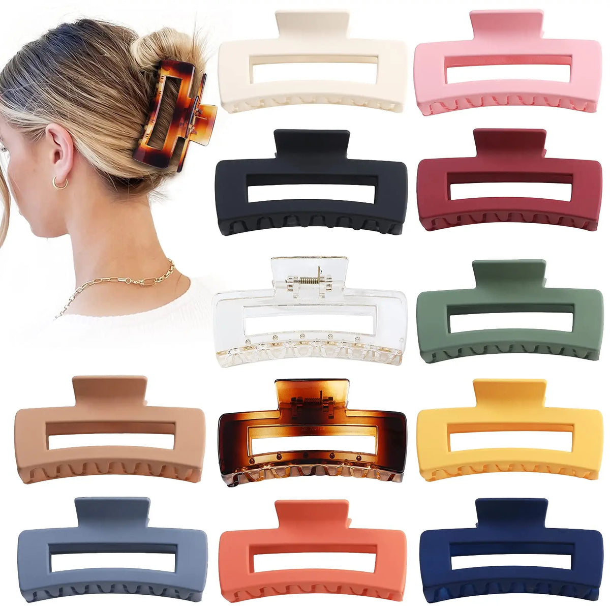 Hair Claw Clips Matte Nonslip Large Hair Clips Large Strong Hold Claw Clips for Women Thick and Thin Hair