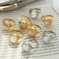 Trending Bohemian Style Jewelry Stainless Steel 18K Gold Wrap Irregular Natural Shell Inlay Finger Ring Jewelry for Women
