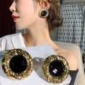 S925 Silver Needle Black Metal Earrings Retro Earrings Women Exaggerated  Earrings Fashion Accessory