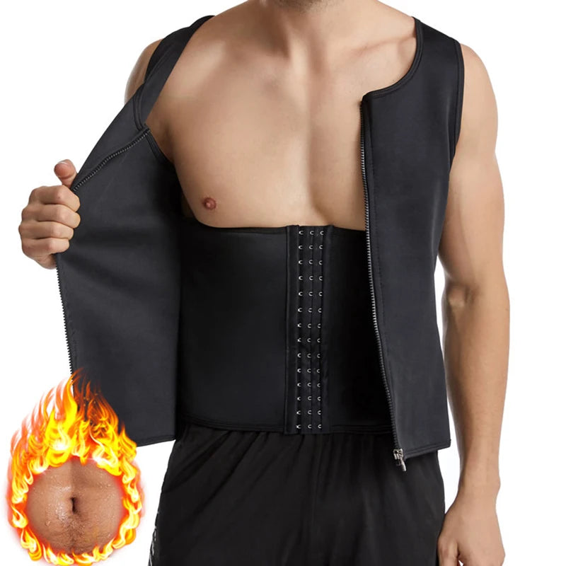 Reductoras Gym Mens Waist Trainer Double Belt Workout Hot Body Shaper Fitness Tank Tops Home Gym Sauna Suit Sweat Vest