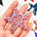 Light Pink Star Rhinestone Iron-On Patches Heat Transfer Resin for Clothing Point Back Bag Coat Accessory Silver/Pink Star