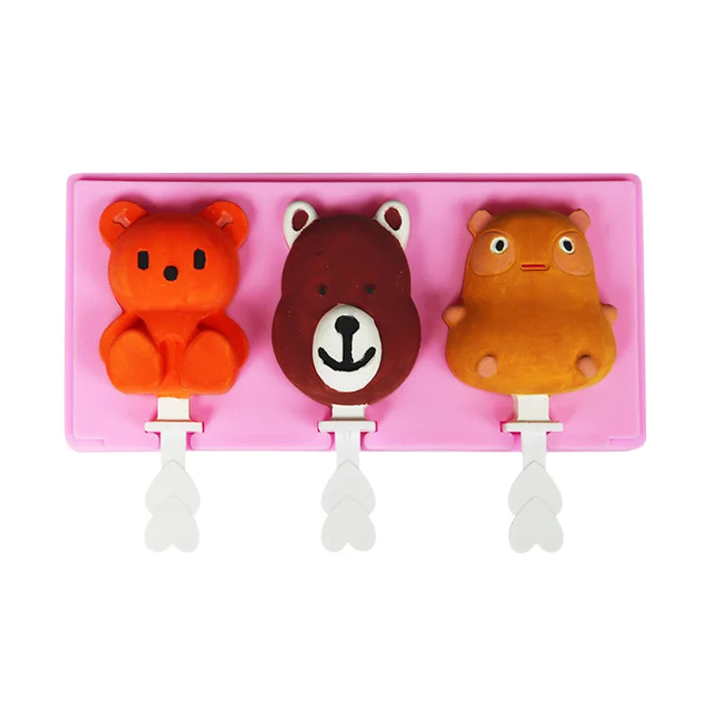 Hot Sale OEM Wholesale Food Grade DIY Carton Baking Molds Kids Silicon Ice Cream Popsicle Mould With Cover
