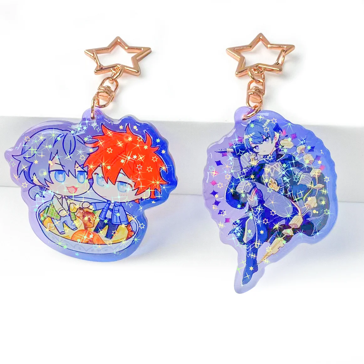Bulk Custom Double Sided Printing Shape Cartoon Resin Acrylic Key Chain Ring Acrylic Holographic Charm