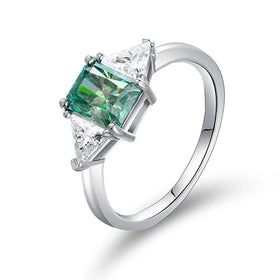 Moissanite Ring 925 Silver Pass Diamond Tester Radiant Cut Green Bag Gold Plated Colorful Moissanite Wedding Ring