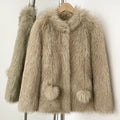 OFTBUY Women Faux Fox Fur Coat Ladies Autumn Winter Warm Short Jackets Artificial Imitation Fur Furry Outerwear Elegant Thick