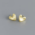 Custom Unique Simple Statement Matte Sweet Love Heart Stud Earrings for Women 925 Sterling Silver Gold Zircon Fashion Design