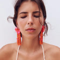 New Design Multicolor Beaded Resin Flower Earrings for Women Handmade Acrylic Beads Floral Pearl Dangle Earring Wedding Jewelry