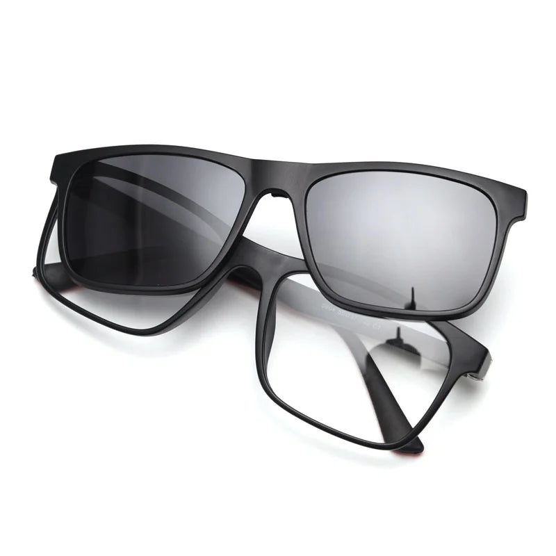 European American Style Unisex Magnetic Polarized Eyeglasses Trendy Spring Double-Color PC Frame Custom Logo for Diamond Face