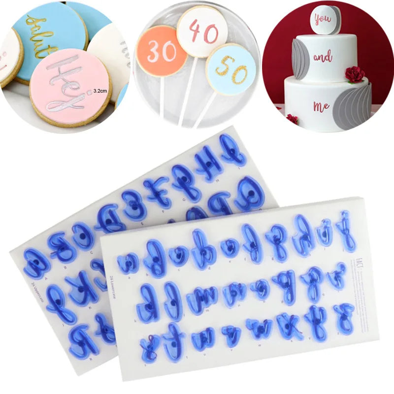 Lixsun Large Size Alphabet Upper and Lower Case Letter Number Set Fondant and Stamps for Cake