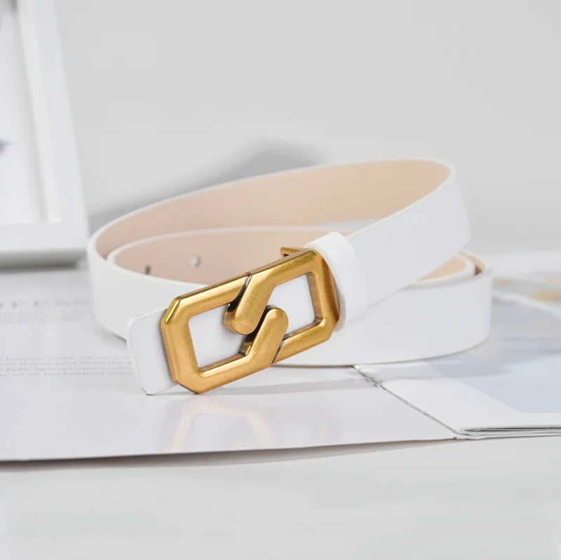 Womens Faux Leather Skinny Belts for Dresses Female Casual Delt Leather Belt for Dress