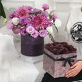 New Flower Packaging Valentine's Day Marble Purple Rose Square Round Flower Box for Bouquet Packaging