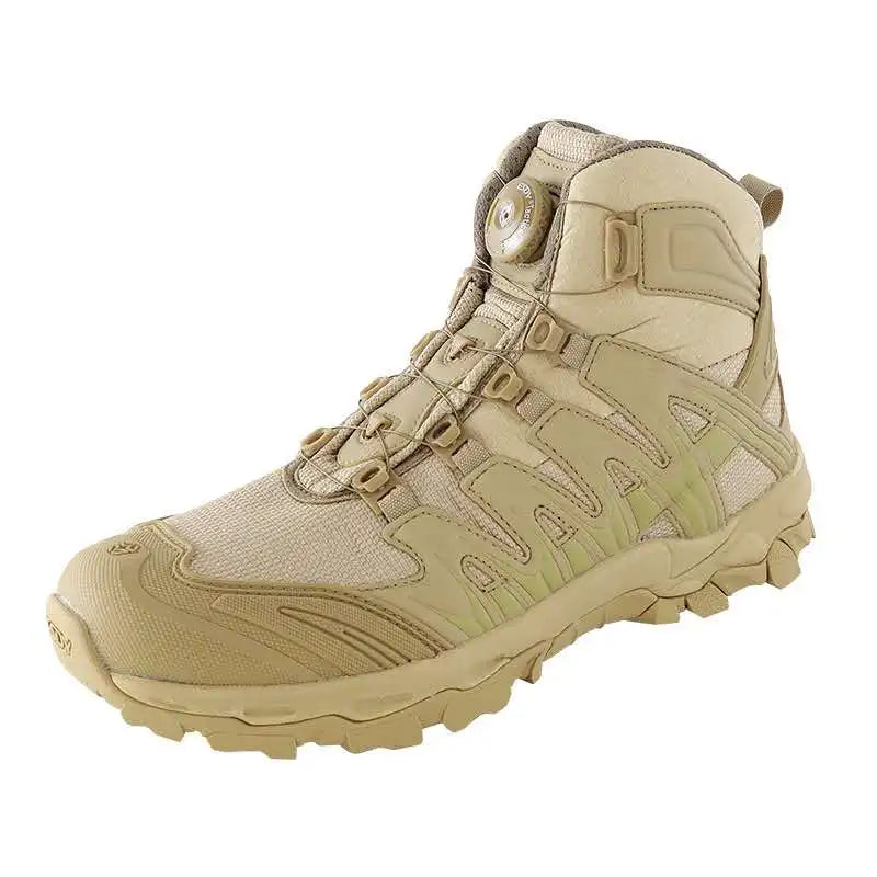 ESDY New Men's All-Terrain Tactical Boots-Waterproof Shock Resistant Mesh Leather Upper Quick Release Toe Lightweight for