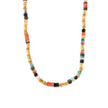 JOOLIM High End Stainless Steel Bohemia Style Colorful Natural Stone Cylinder Vintage Necklace 18K Gold Plated Jewelry Wholesale