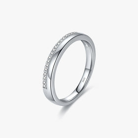 Solid 925 Sterling Silver Fine Female Jewelry Simple Stackable Simple Finger Rings Trendy Shining Clear CZ Rings for Women