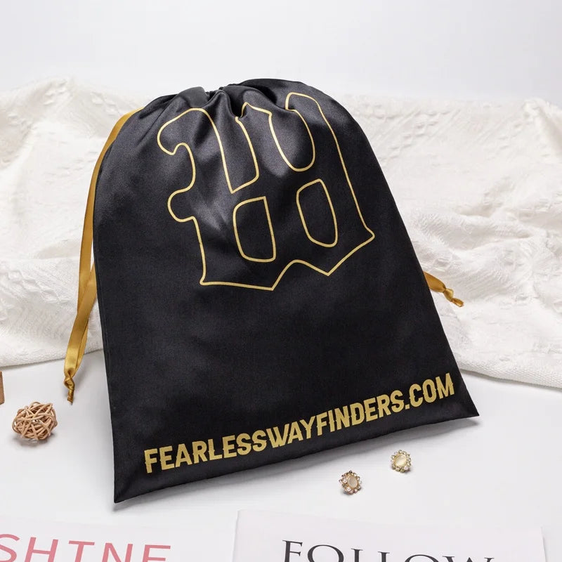 Wholesale Drawstring Gift Thick Satin Silk Hair Extension Packaging Dust Bag With Custom Logo Luxury Dust Satin Pouch