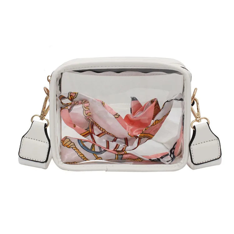 SG0287 Transparent PVC Crossbody Fanny Pack PU Leather Waist Bags with Ribbons for Women