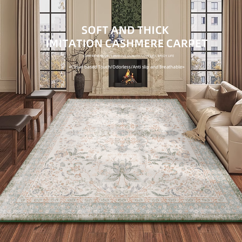 Green Vintage Washable Area Rugs for Bedroom 3x5 with Non Slip Soft Rug for Livingroom Bedside Office Entrance Entry Throw