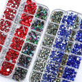 Hight Quality 12 Grid Glass Rhinestones Flat Back Non Hotfix Nail Crystal Decoration Design Nail Art Fancy Rhinestone Set Kit